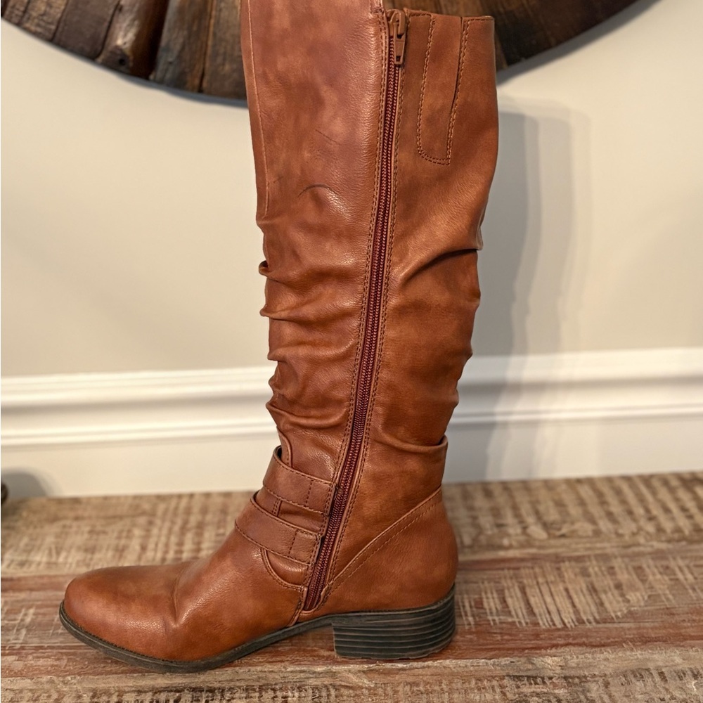 Women's Tall Buckle Riding Boots - Brown - Picture 5 of 10